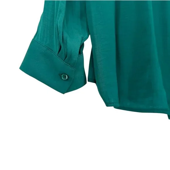 Maison d'Amelie Paris 💚 Green Blouse L w/ Button Detail‎ ✨Perf Condition - Picture 3 of 6